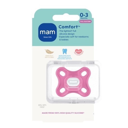 Mam Comfort 1-pack, Storlek 0 (0-3 Månader), Symmetrisk - Silikon