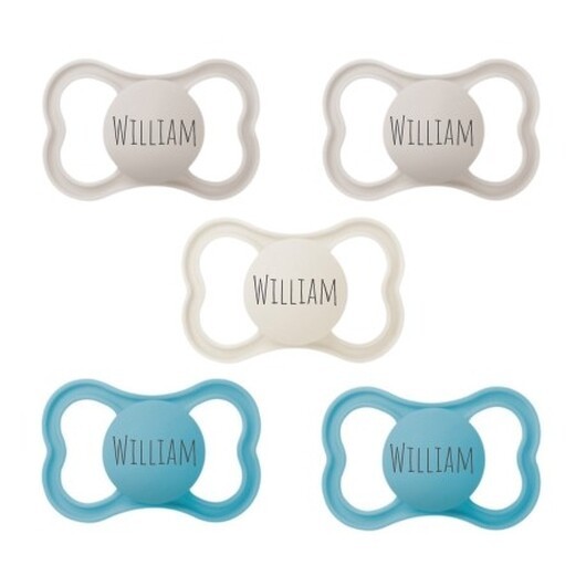 Mam Air, Storlek 2 (6-16mån), Symetrisk- Siliko, Namnnappar , 5-pack