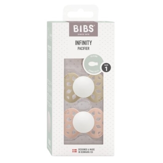 Bibs Infinity Night 2-pack, Storlek 1 (0-6 M), Symetrisk- Silikon