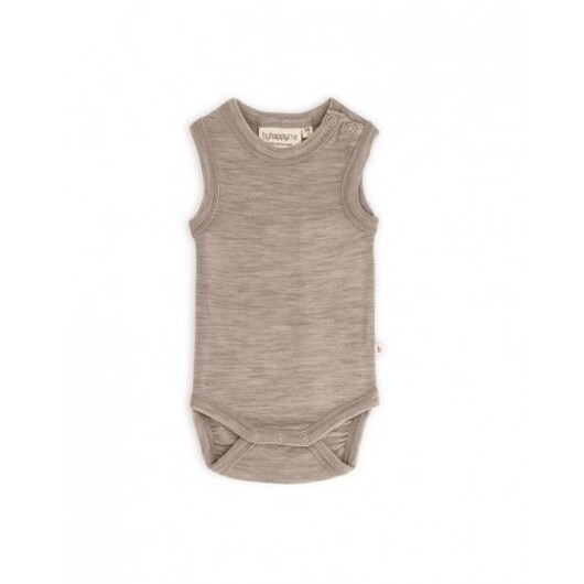 Ärmlös Body Med Knappstängning På Ena Axeln För Bebisar, Tillverkad Av 100% Ekologisk Merinoull