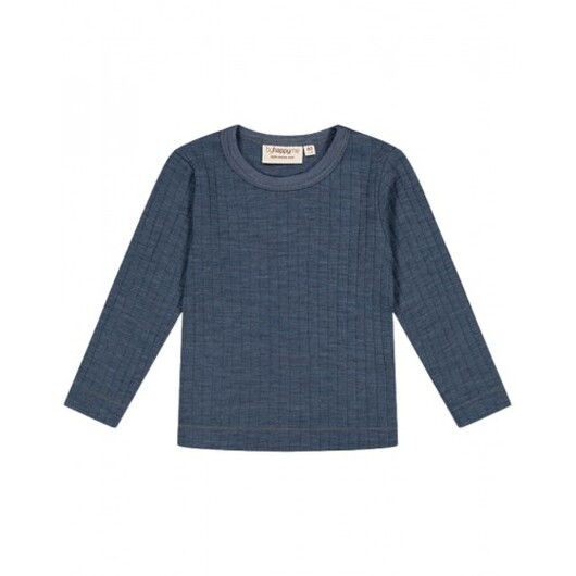 Långärmad T-shirt I 100% Merinoull Med Dropneedle-struktur, Oeko-texÂ® Blue Mélange 86