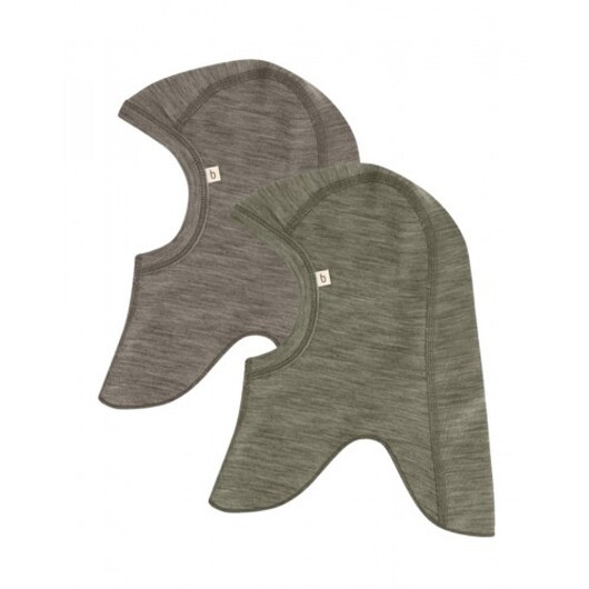 2-pack, Balaclava I 100% Ekologisk Merinoull För Bebisar Och Barn, Tunn Design - 1 Lager Tyg 50/56 Moss-light Brown