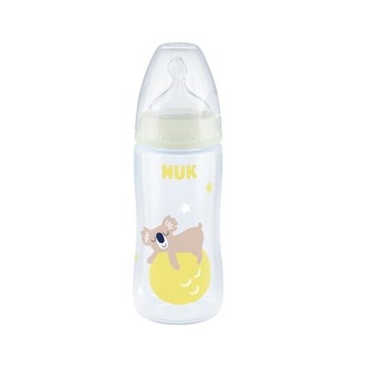 Nuk  First Choice Night, Nappflaska, Transparent/gul, 0-6 Months.