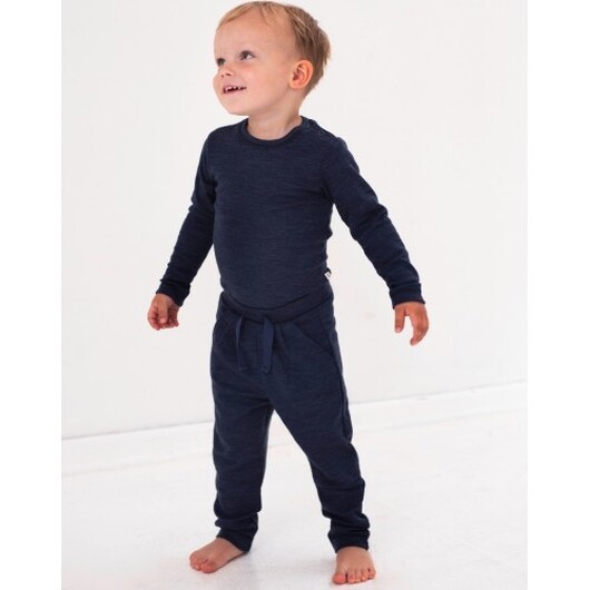 Barnbyxor Med Dragsko 100% Merino Wool Navy Melange 62