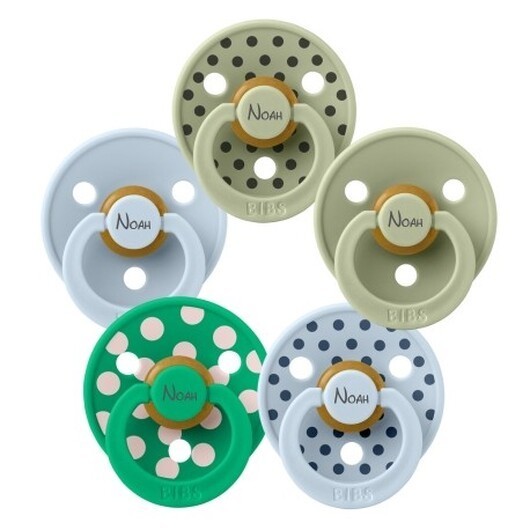Bibs Studio Polka Dots Colour, Storlek 2 (6+ Mån.), Rund - Latex, Namnnappar, 5-pack