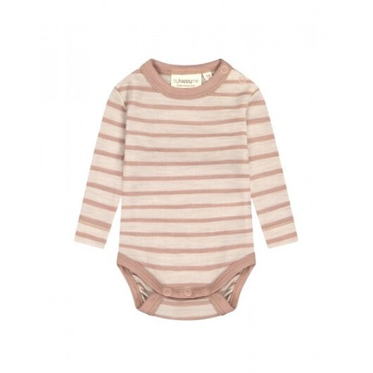 Randig Body Med Knappar I 100% Merinoull, Oeko-texÂ® 92 Nature/soft Rose Melange