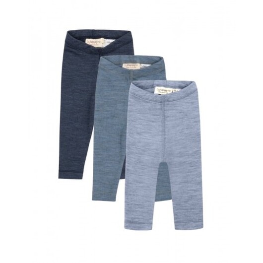 Leggings I 100% Ekologisk Merinoull För Bebisar Och Barn, 3-pack 80 Deep Ocean