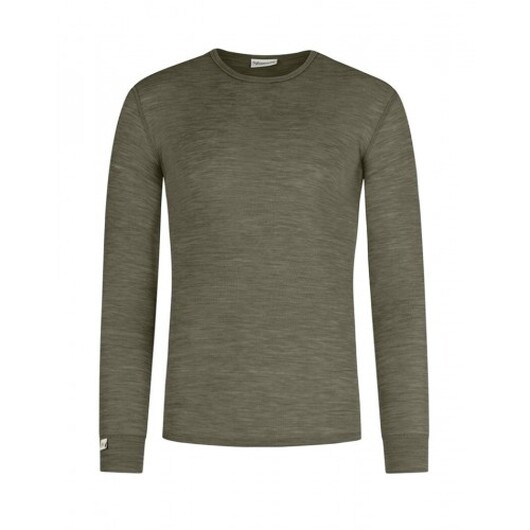 Llångärmad T-shirt Herr I 100% Merinoull, 1x1 Ribb Moss Melange Xxl