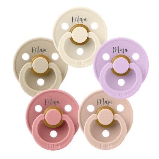 Bibs Colour,  Storlek 1 (0-6 Mån), Symmetrisk - Latex, Personliga Nappar , 5-pack