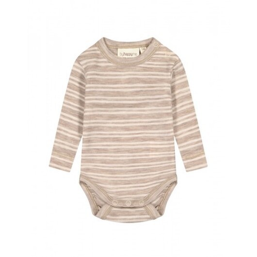 Randig Body Med Knappar I 100% Merinoull, Oeko-texÂ® 98 Beige/nature Melange