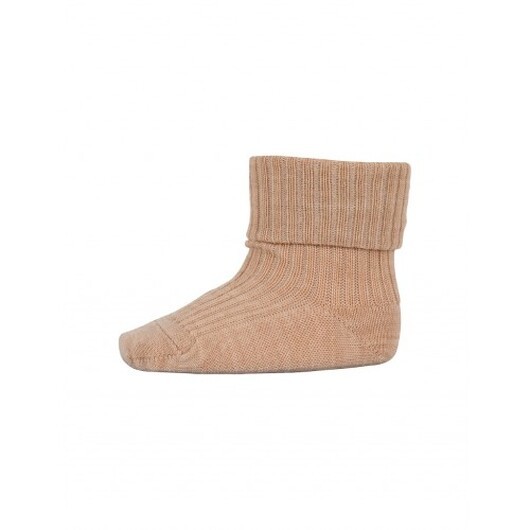 Baby Ankelsockor I Merinoull Med Omvik 22/24 Camel Melange