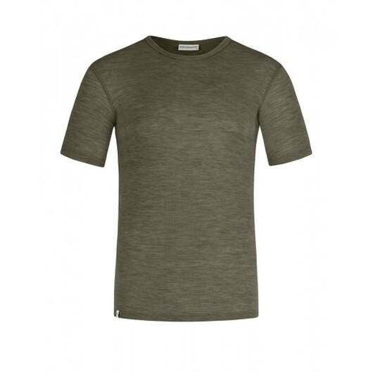 Kortärmad T-shirt Herr I 100% Merinoull, 1x1 Ribb Moss Melange L