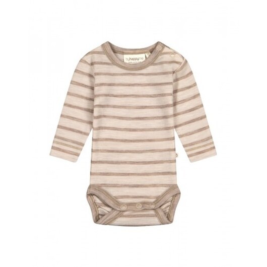 Randig Body Med Knappar I 100% Merinoull, Oeko-texÂ® 68 Nature/beige Melange