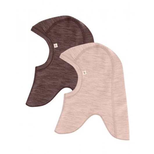 Balaclava I 100% Ekologisk Merinoull För Bebisar Och Barn, Tjock Design - 2 Lager Tyg, 2-pack 50/56 Rose Melange