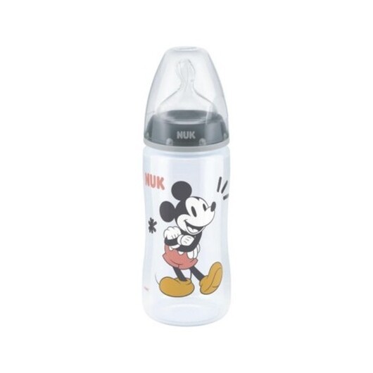 Nuk First Choice, Nappflaska, 300 Ml, Mickey Mouse Grey