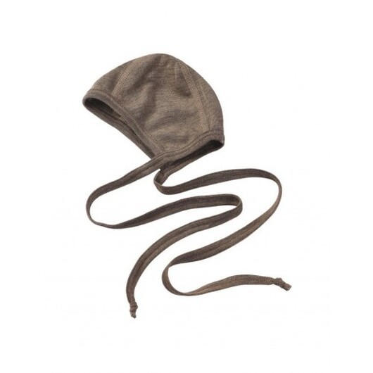 Babymössa Med Dragsko I Ull/silke 74/80 Walnut