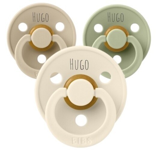 Bibs Colour, Storlek 1 (0-6 Mån.), Rund - Latex,namnnappar, 3-pack