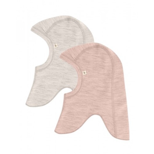 Balaclava I 100% Ekologisk Merinoull För Bebisar Och Barn, Tjock Design - 2 Lager Tyg, 2-pack 50/56 Nature/soft Rose Melange