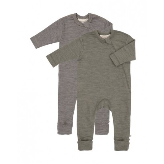 Baby Overall I 100% Ekologisk Merionull Med Dragkedja På Sidan, 2-pack