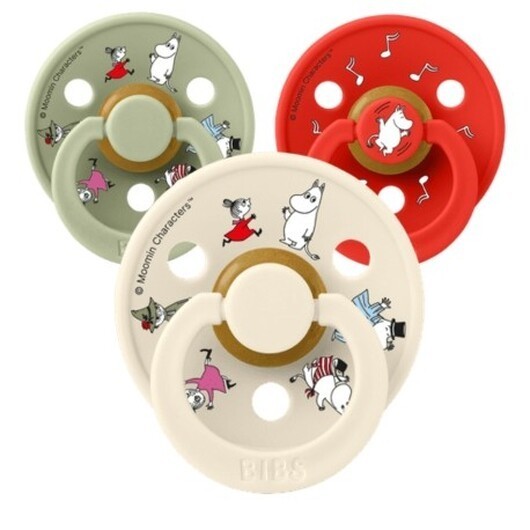 Bibs X Moomins Colour, Storlek 1 (0-6 Mån.), Rund - Latex