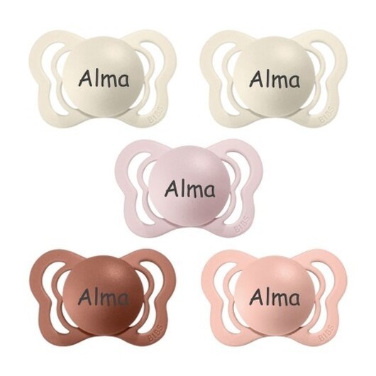 Bibs Couture,  Storlek 1 (0-6 Mån.), Anatomisk - Latex, Namnnappar , 5-pack