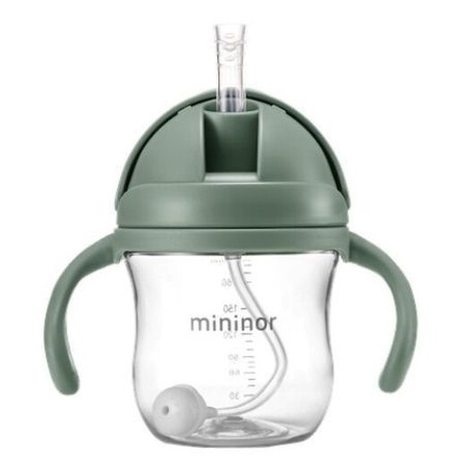 Mininor, Flaska Med Sugrör - Läckagesäker, 220 Ml, Sage
