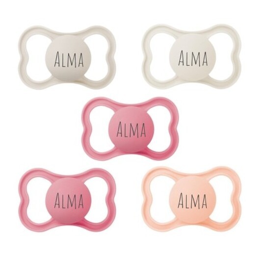 Mam Supreme, Storlek 2 (6-16mån), Symetrisk - Silikon, Namnnappar , 5-pack