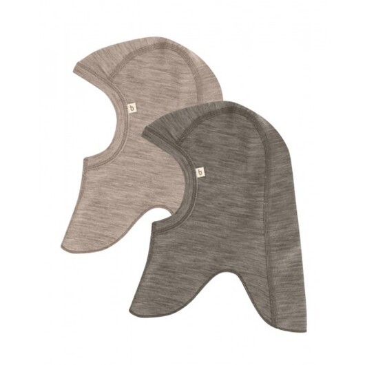 Balaclava I 100% Ekologisk Merinoull För Bebisar Och Barn, Tjock Design - 2 Lager Tyg, 2-pack 62/68 Light Brown Melange