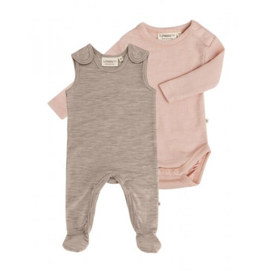 2-pack Ullpaket Till Baby, Romper Med Fötter & Body Med Knapp I 100% Merinoull 68 Soft Petal