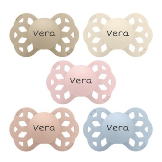 Bibs Infinity, Storlek 2 (6+ M), Anatomisk - Silikon, Nappar Med Namn , 5-pack