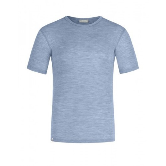 Kortärmad T-shirt Herr I 100% Merinoull, 1x1 Ribb L Light Blue Melange