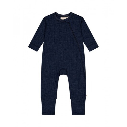 Heldräkt Med Dragkedja I 100% Merinoull Med Dropneedle-mönster, Oeko-texÂ® Navy Melange 68