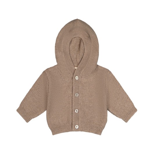 Stickad Kofta Med Huva I 100% Merinoull