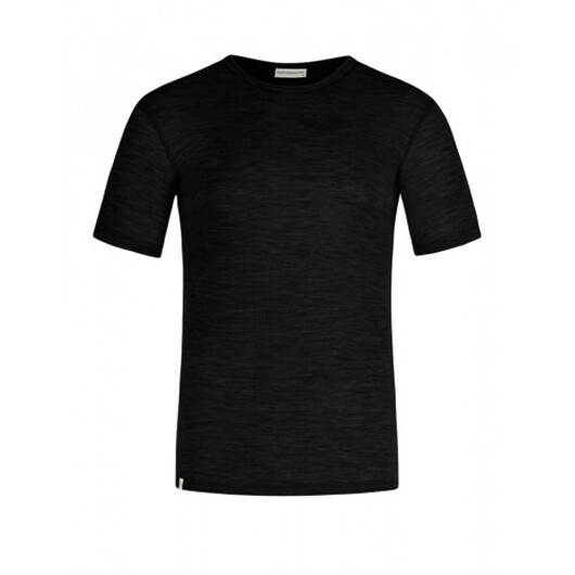 Kortärmad T-shirt Herr I 100% Merinoull, 1x1 Ribb Black S