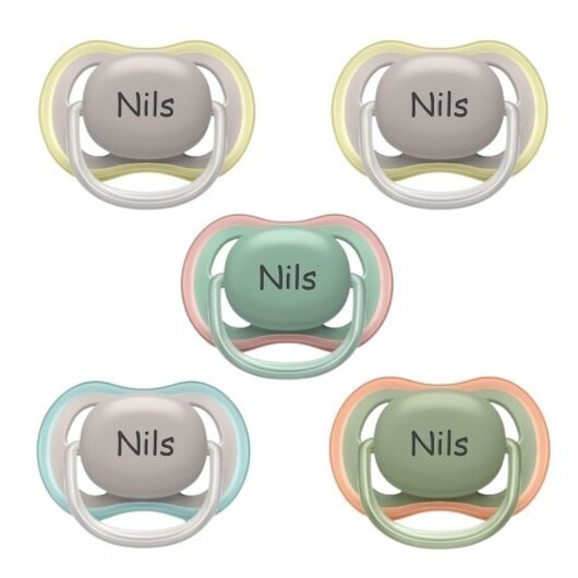 Philips Avent Ultra Air, Storlek 2 (6+ Mån.), Symmetrisk - Silikon , Namnnappar , 5-pack