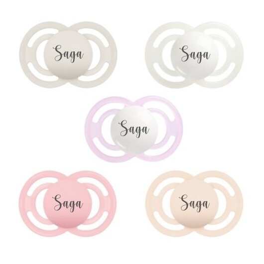 Mam Perfect,  Storlek 2 (6-16mån), Symetrisk- Silikon, Namnnappar , 5-pack