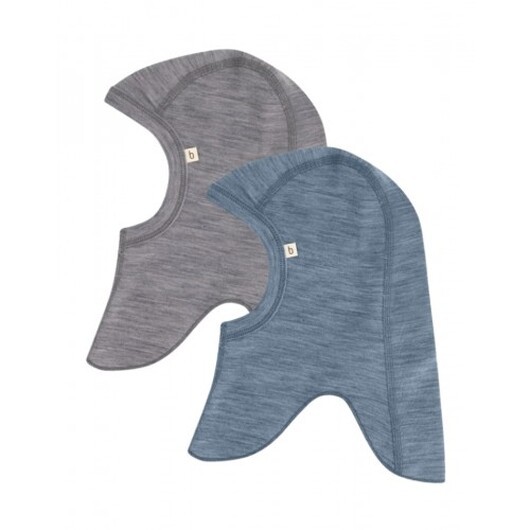 2-pack, Balaclava I 100% Ekologisk Merinoull För Bebisar Och Barn, Tunn Design - 1 Lager Tyg 98/104 Blue Mélange