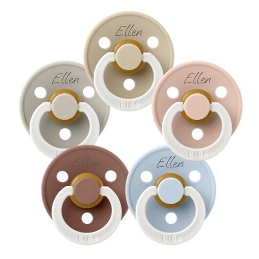 Bibs Colour Night, Storlek 2 (6+ Mån.), Rund - Latex, Namnnappar , 5-pack