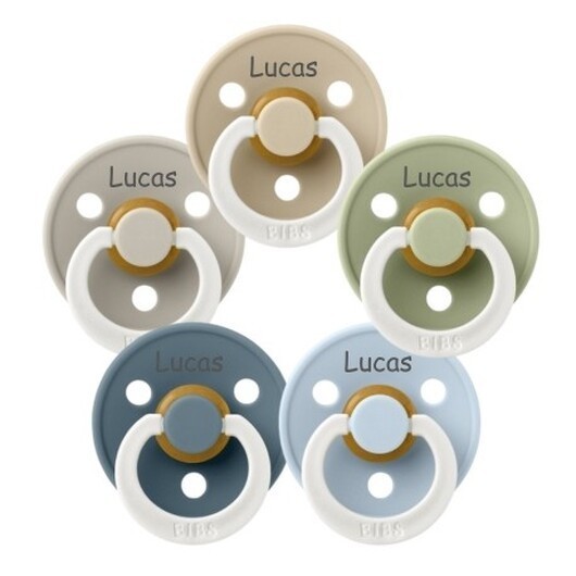 Bibs Colour Night, Storlek 3 (18+ Mån.), Rund - Latex, Namnnappar , 5-pack