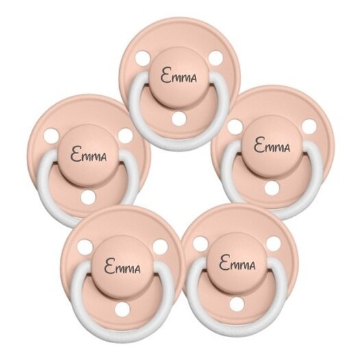 Bibs De Lux Night, Storlek 1 (0-6 Mån.) , Rund - Latex, Namnnappar , 5-pack