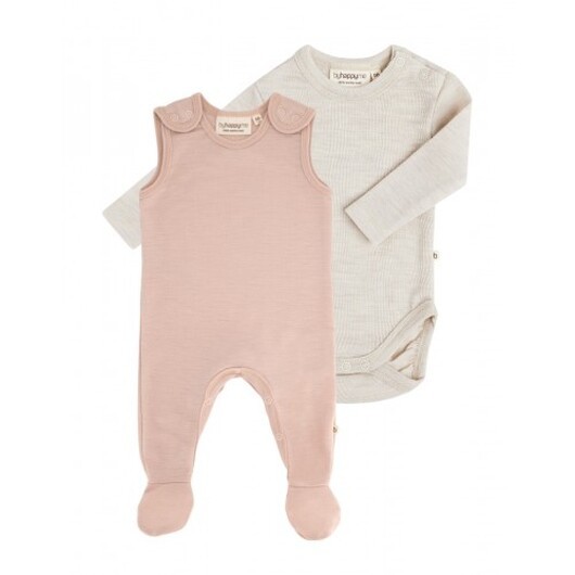2-pack Ullpaket Till Baby, Romper Med Fötter & Body Med Knapp I 100% Merinoull 56 Soft Nature