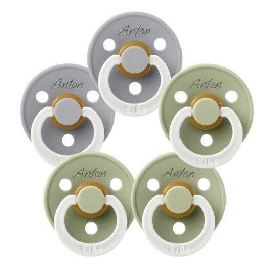 Bibs Colour Night, Storlek 1 (0-6 Mån.) , Symmetrisk - Latex, Namnnappar, 5-pack