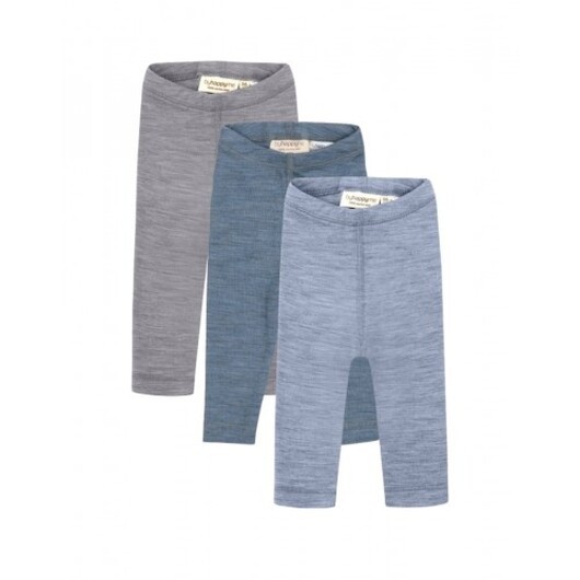 Leggings I 100% Ekologisk Merinoull För Bebisar Och Barn, 3-pack 56 Light Blue Melange