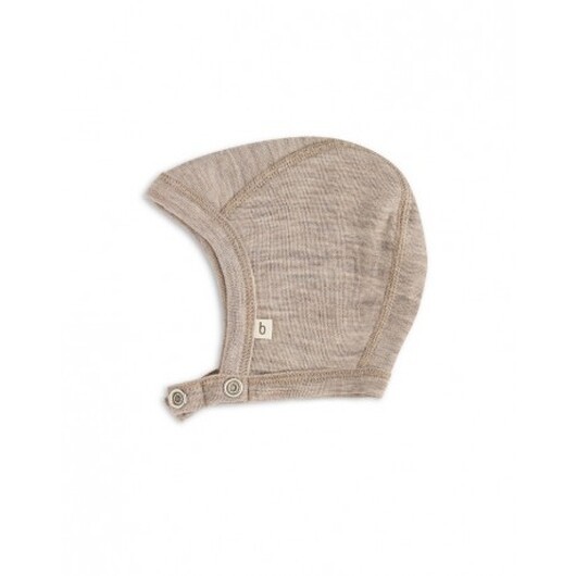 Babymössa Med Tryckknappar I 100% Ekologisk Ull,  Tunn Design - 1 Lager Tyg