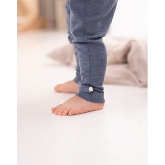 Leggings I 100% Ekologisk Merinoull För Bebisar Och Barn Blue Mélange 62
