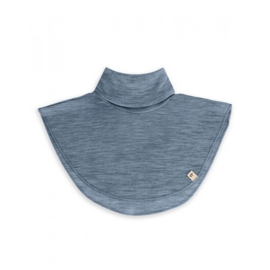 Halsvärmare Med Skulderöverdrag För Bebisar Och Barn, Tillverkad Av 100 % Ekologisk Merinoull One Size Blue Mélange