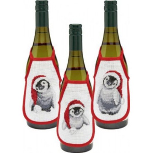 Permin Broderikit Flaskförkläde Pingviner 10x15cm