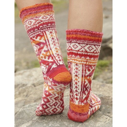 Mexican Sunset by DROPS Design - Sockor Stick-mönster strl. 35/37 - 41/43