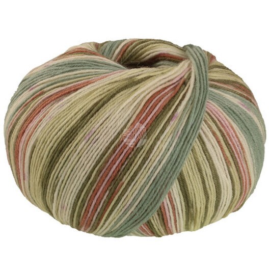 Lana Grossa Meilenweit 100 SETA Giappone Garn 3383 Rosa/Grå Grön/Ecru/Olive/Eggshell/Nougat