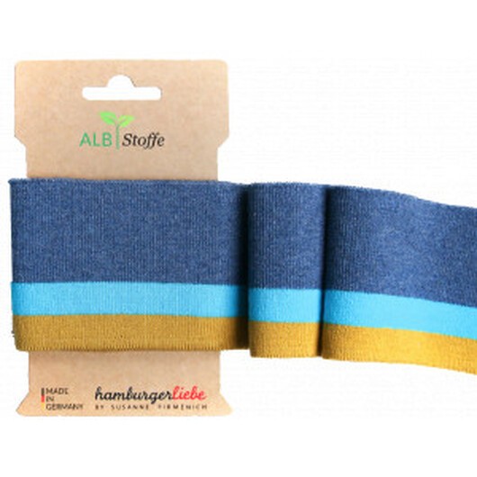 ALB Stoffe Mudd Handled College Denim Blue/Turkos/Mustard 7x110cm